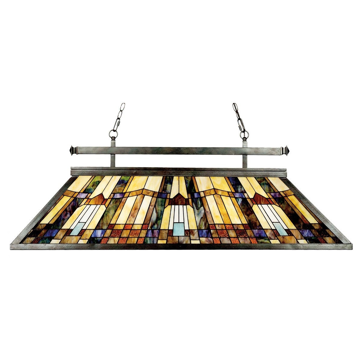 Lampa wisząca Inglenook ciemny brąz 3xE27x60W wym: 199 x 120,7 x 40,6 cm szkło witrażowe Quoizel