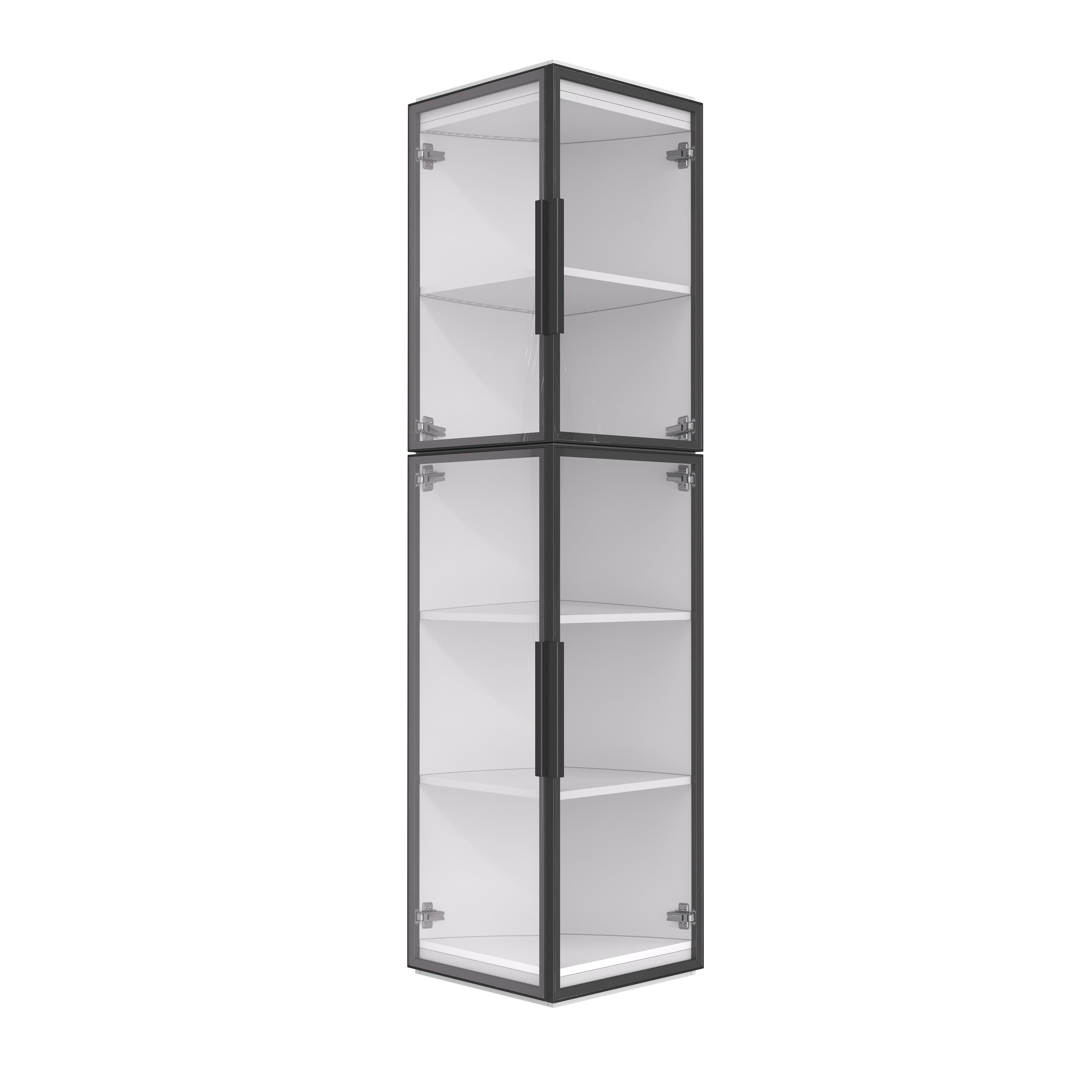 Vitrine Haute en verre 40x40x170 cm avec LED, Vitrine moderne avec 5 Étagères et 4 Portes, Vitrine d'angle en bois, pour Salon ou Salle à Manger - 7