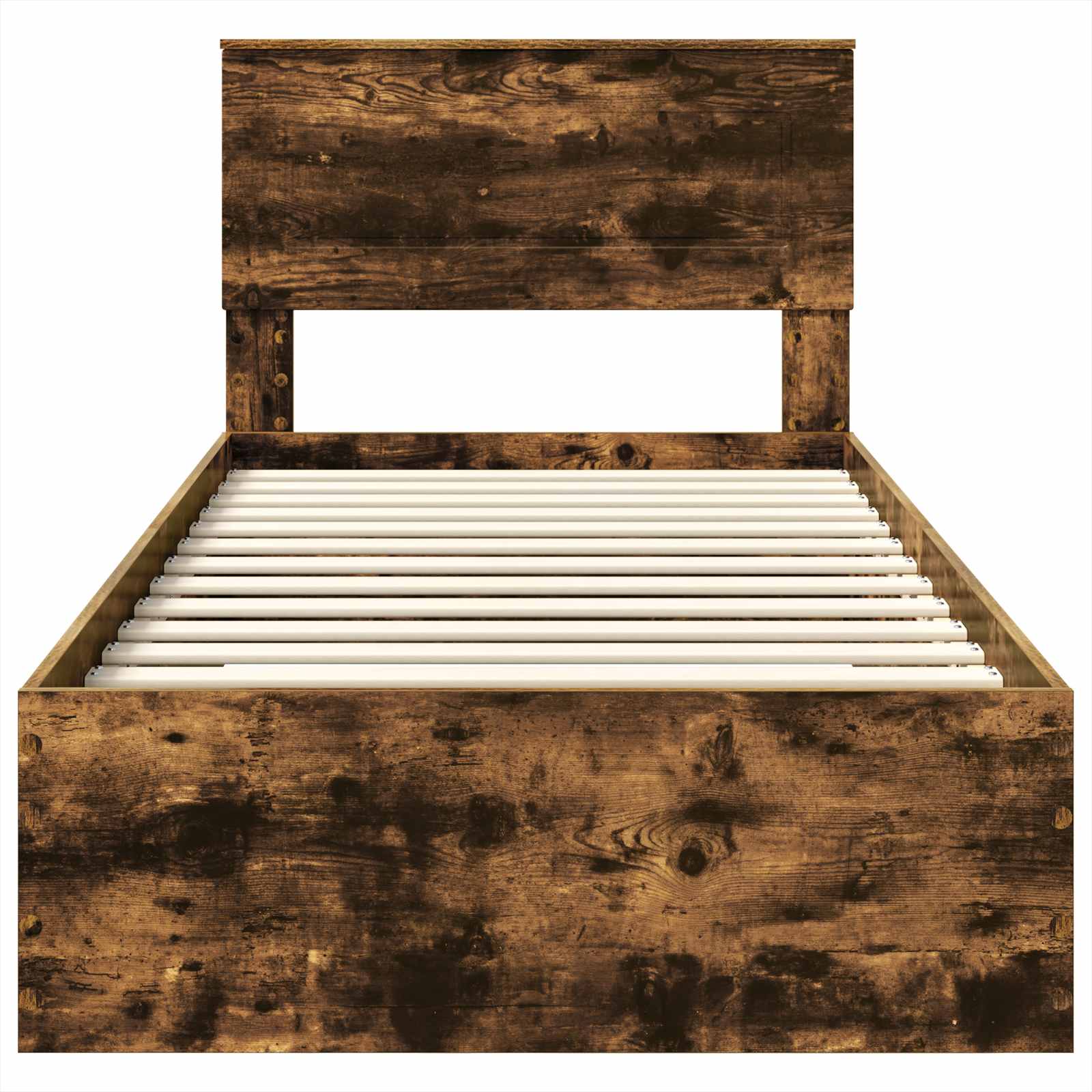 Cadre de lit chêne fumé et argent, panneau de bois, pour la chambre, 75 × 190 cm - 7