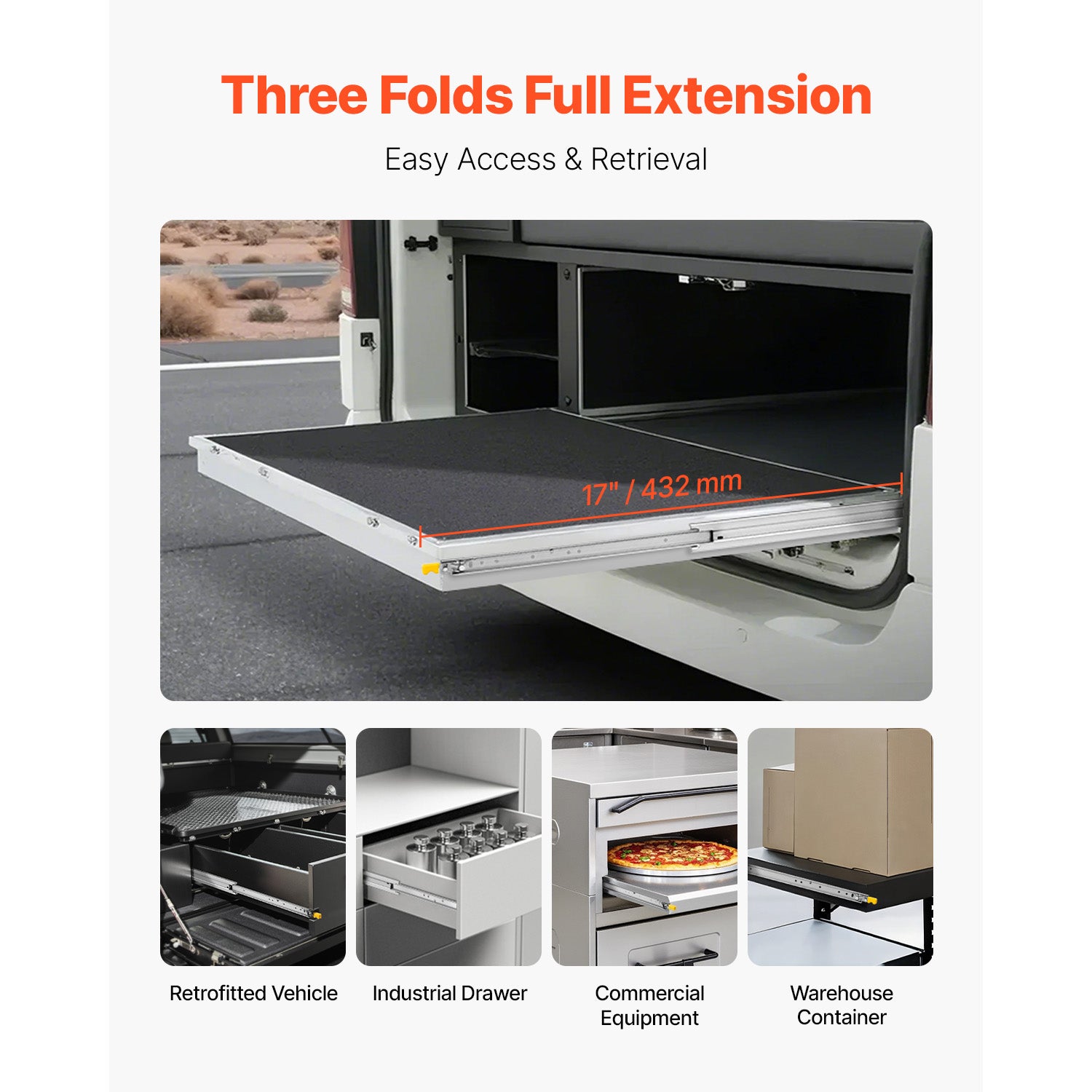 1 paire glissières tiroir à extension SucceBuy complète, capacité charge 250 lb glissières latérales à roulement à billes verrouillables pour tiroirs - 7