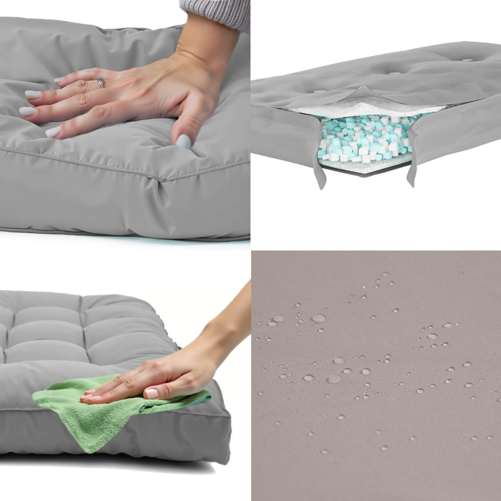 Coussins pour salon de jardin capitonné 120x60cm gris galet - 3