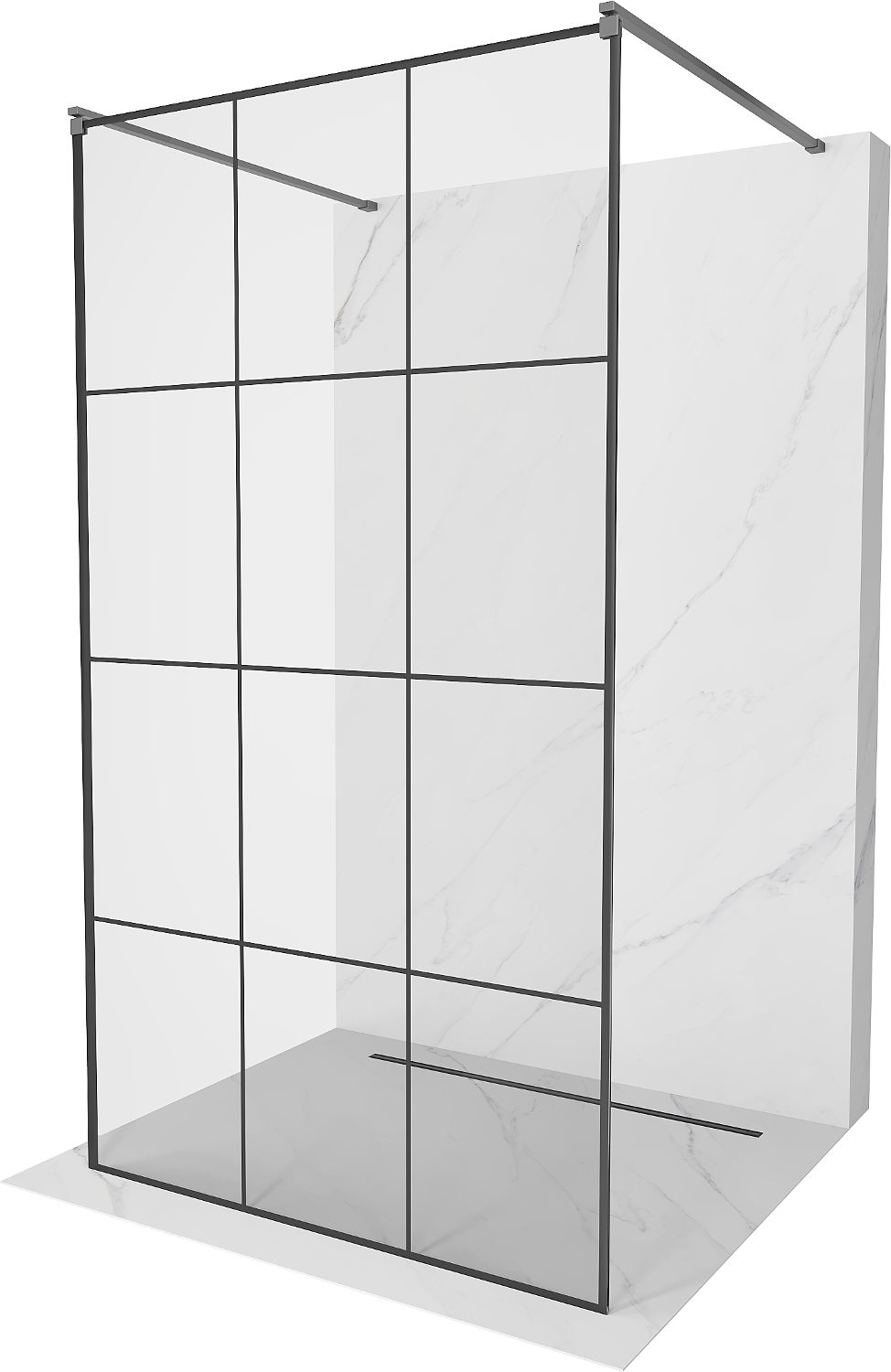 Mexen Kioto ścianka prysznicowa wolnostojąca 110 x 200 cm, czarna kratka 8 mm, gun metal - 800-110-002-95-77