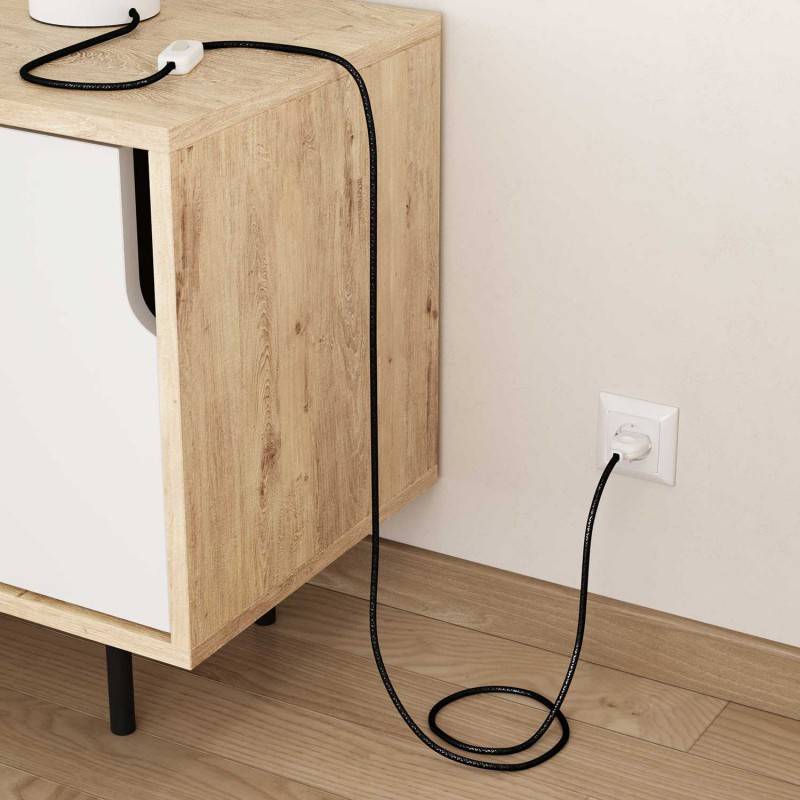 Creative Cables Textilkabel 'schwarz Glitzer' Mit Seideneffekt, 1 Meter, 3x0,75 Mm² – Für Individuelle Lampen & DIY-Projekte