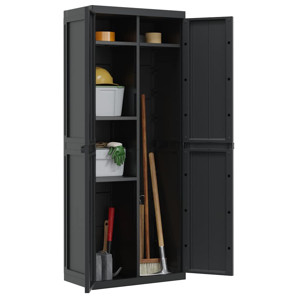 Armoire de rangement d extérieur noir 65x37x165 cm PP - 6