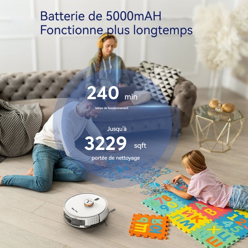 Teendow D20S Max+ aspirateur robot laveur connecté, contrôle par application et commande vocale, robot nettoyeur intelligent pour sols durs et tapis - 7