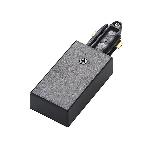 Alimentazione finale Lindby Linaro, nero, sistema monofase, binario monofase, faretti su binario