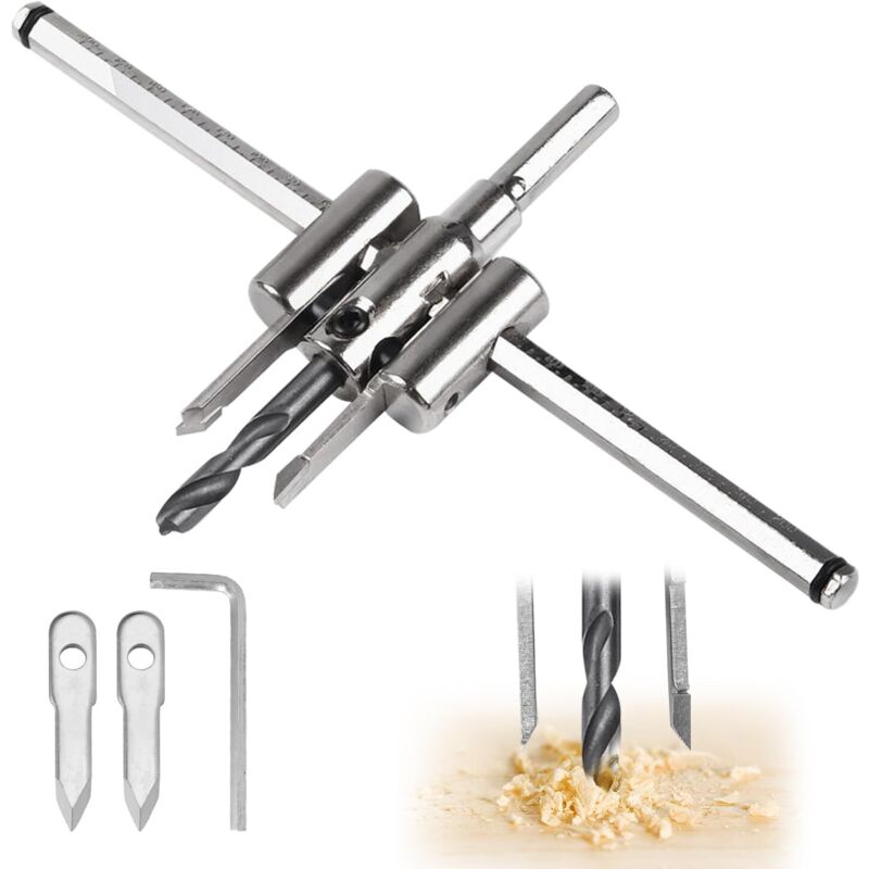 Carotă reglabilă 40-200 mm, carotă extensibilă pentru găurire în lemn, plastic și tencuială