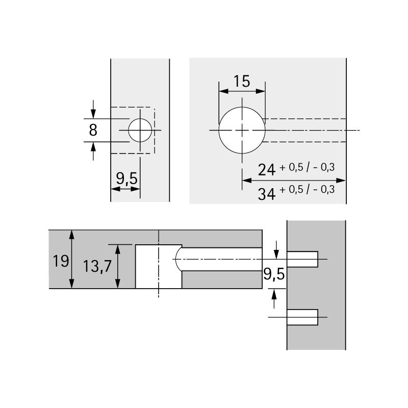 Excentrique ø15 rastex sans collerette - Décor : Nickelé - Pour panneau d'épaisseur : 19 mm - HETTICH - 2