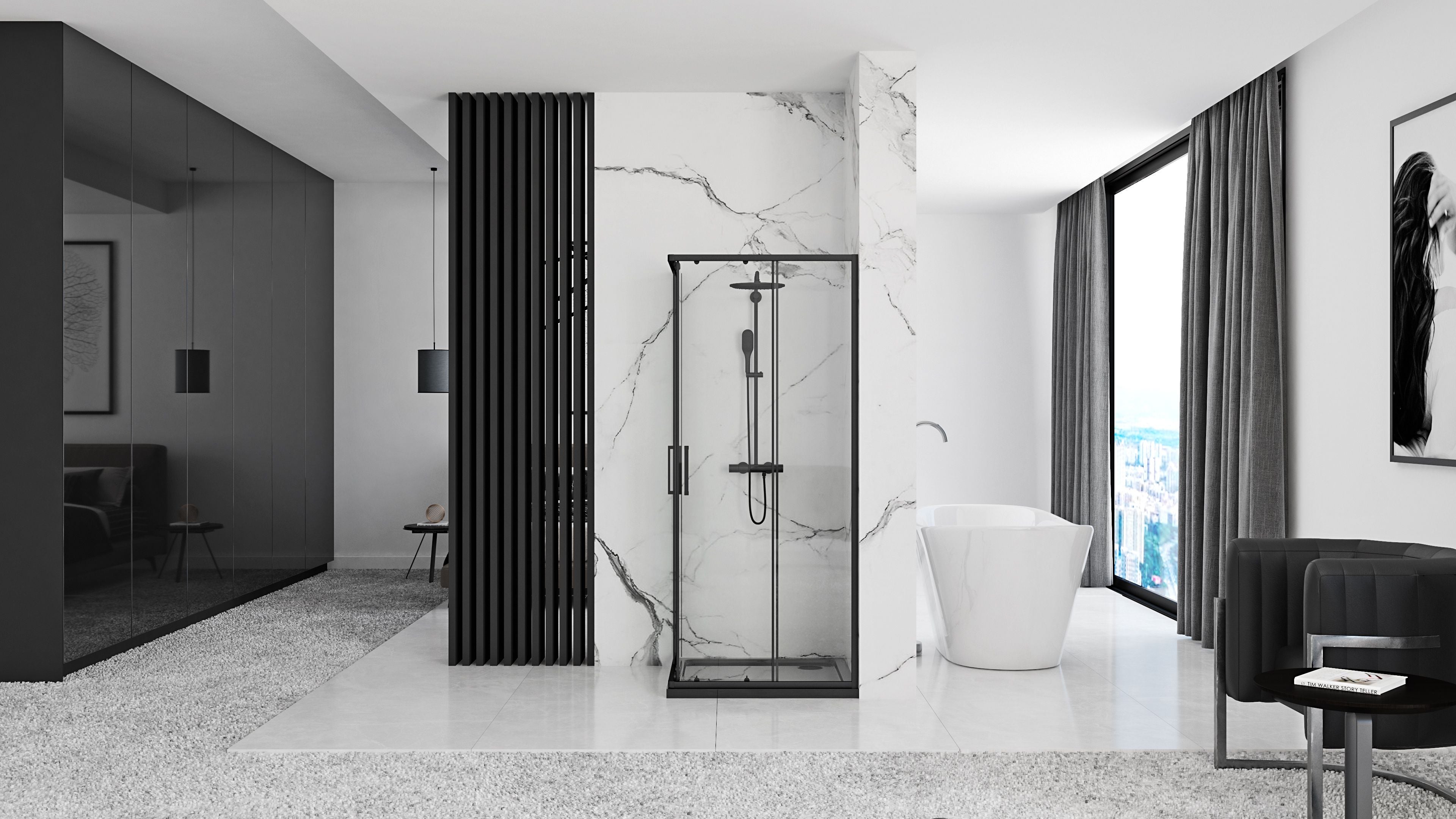 CABINE DE DOUCHE REA PUNTO 80X80 BLACK - 6