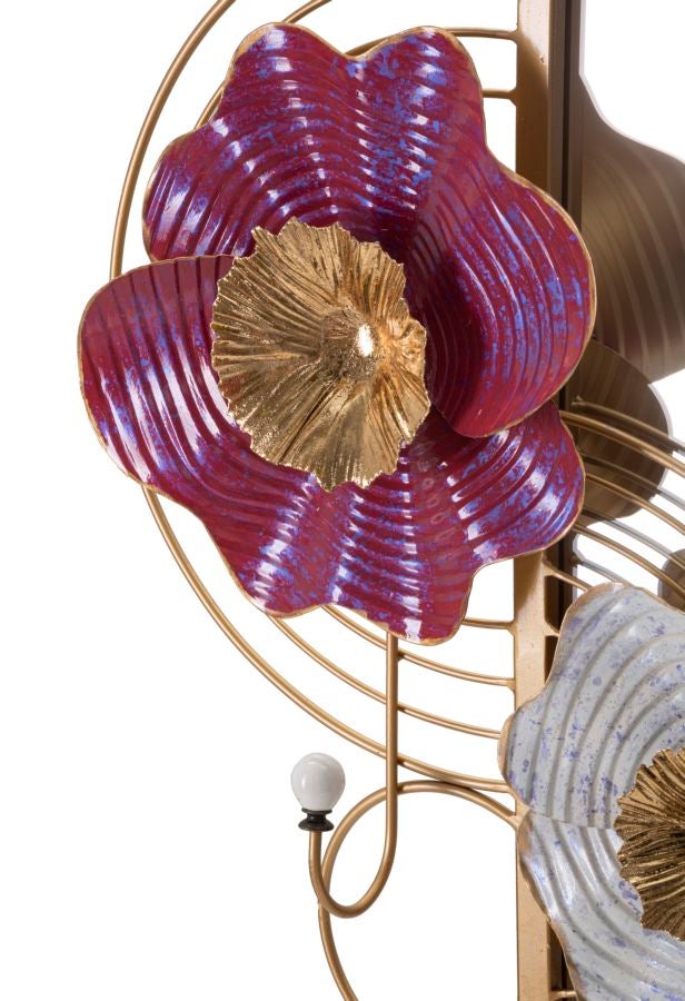 Specchio da parete con fiori in metallo multicolore cm 75x9,5x64,1 - 3