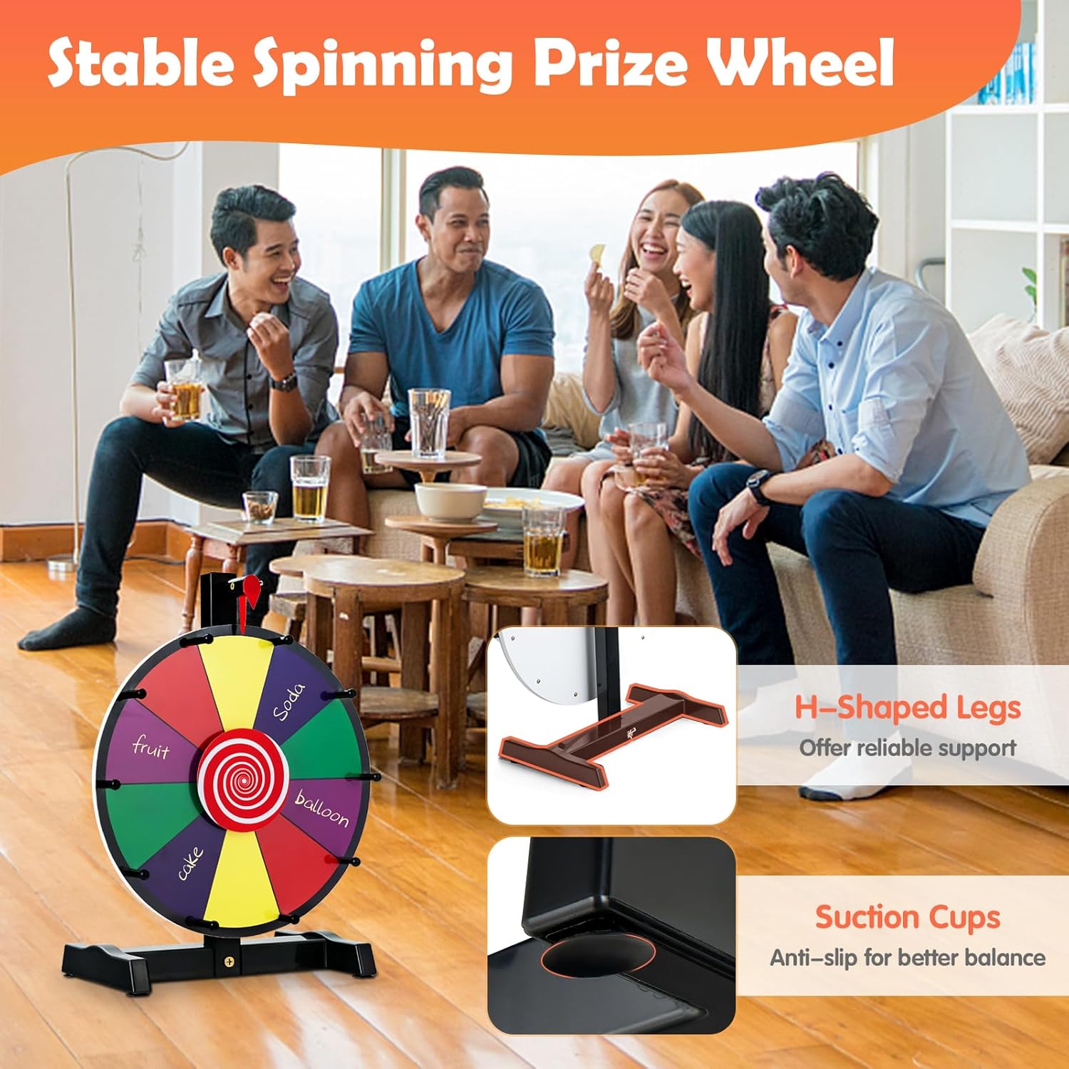 Roue de Fortune Φ30 CM, Roue de Prix & 10 Emplacements Personnalisable, Roue de Jeu avec Stylo Effaçable Gomme, pour Fêtes, Anniversaires (12