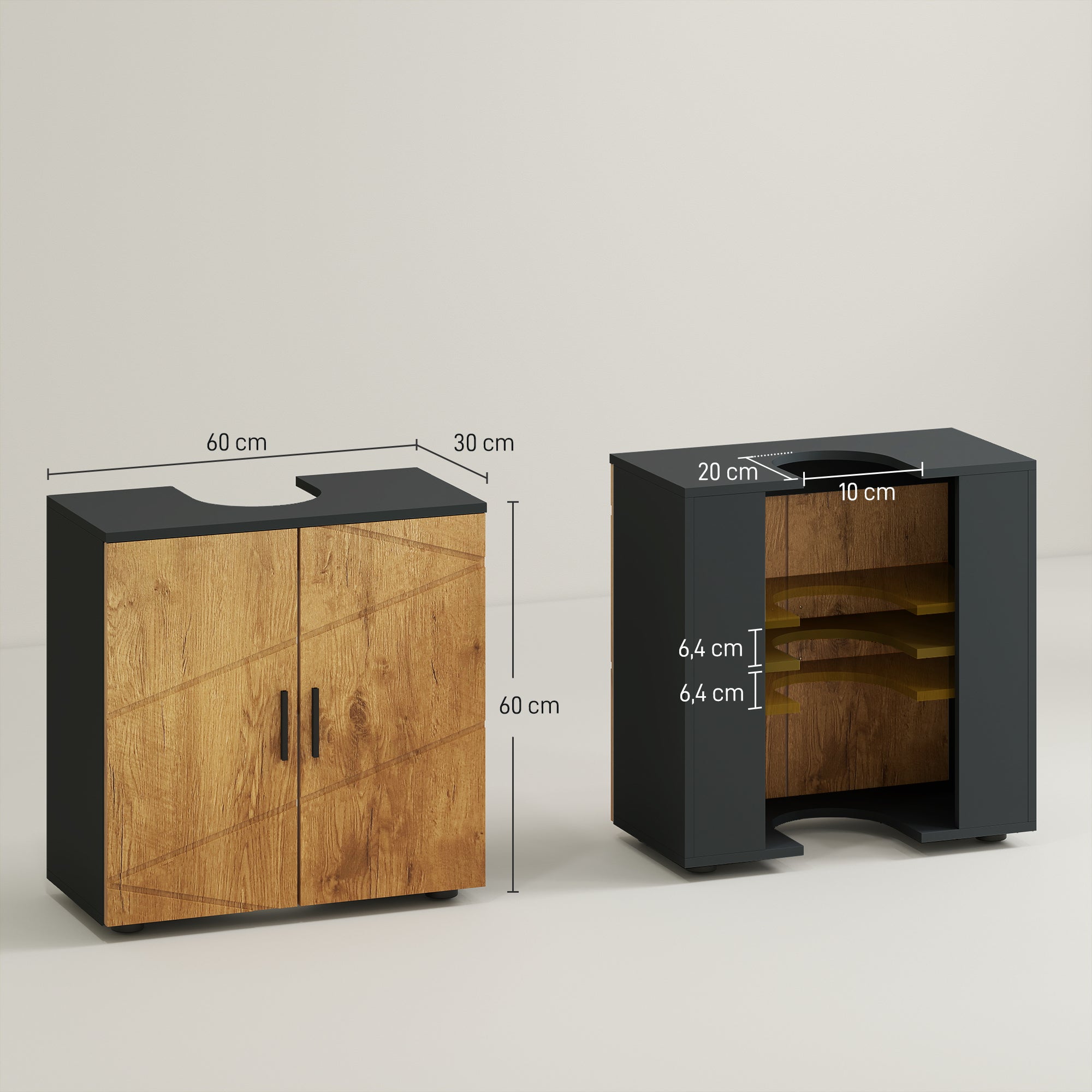 Meuble sous-vasque panneau de particules 2 portes KLEANKIN - 3
