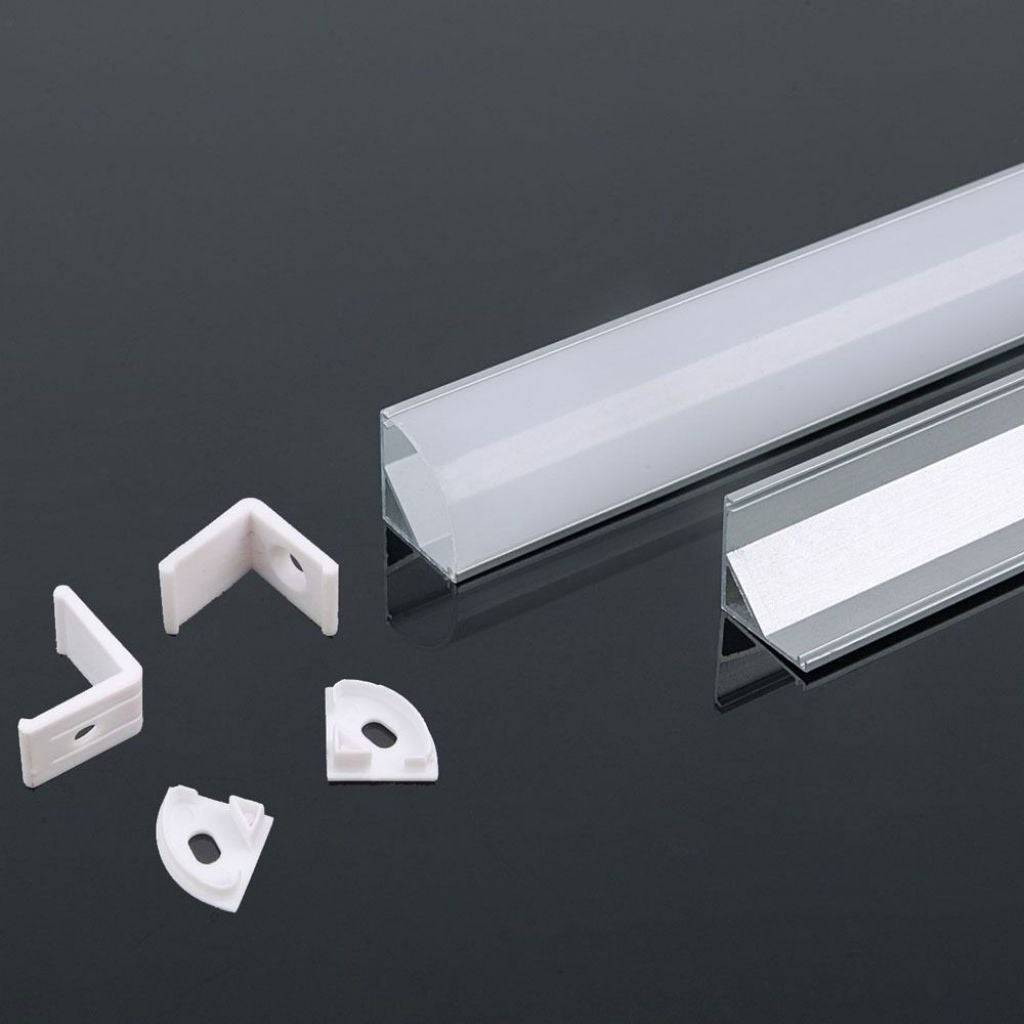 Profilo in Alluminio Angolare Colore Silver per Strip LED (Max l: 10,5mm) Copertura Satinata 2000 x 15,8 x 15,8mm - 5