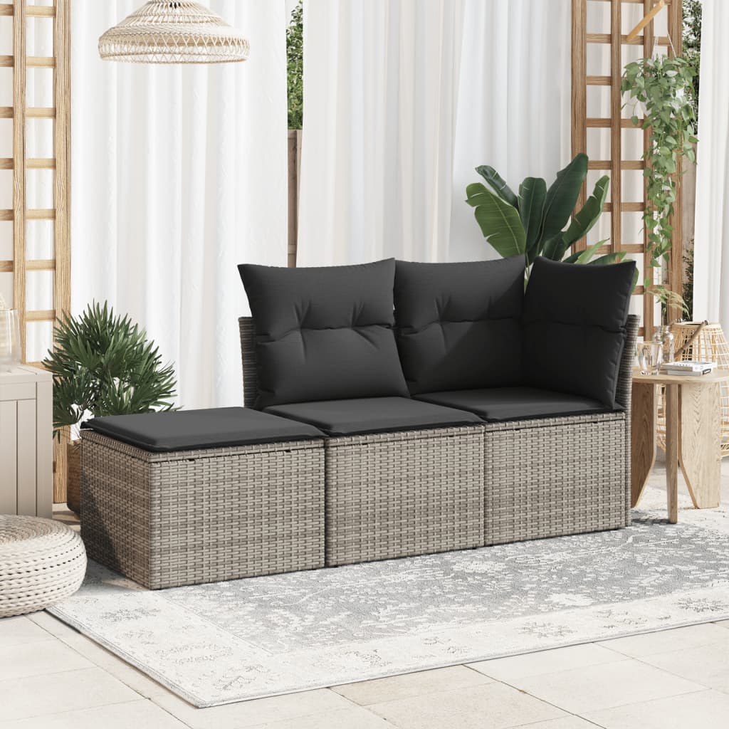 vidaXL Tabouret de jardin avec coussin gris 55x55x37 cm résine tressée - 4