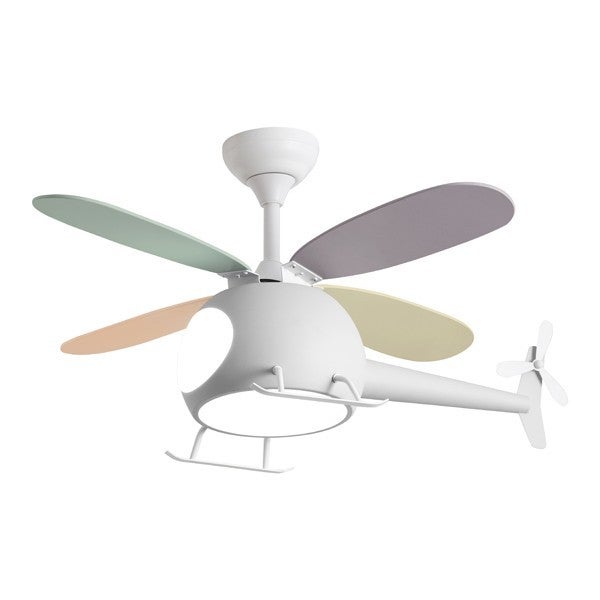 VENTILADOR DE TECHO INFANTIL HELICÓPTERO BLANCO 29W CON LUZ LED 48W Y ...