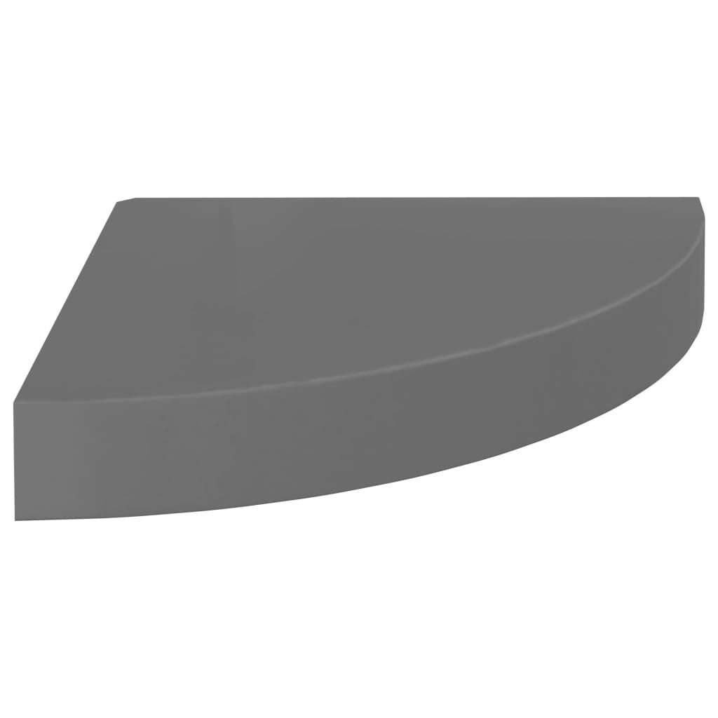 Étagère d'angle flottante Gris brillant 25x25x3,8 cm MDF - 3