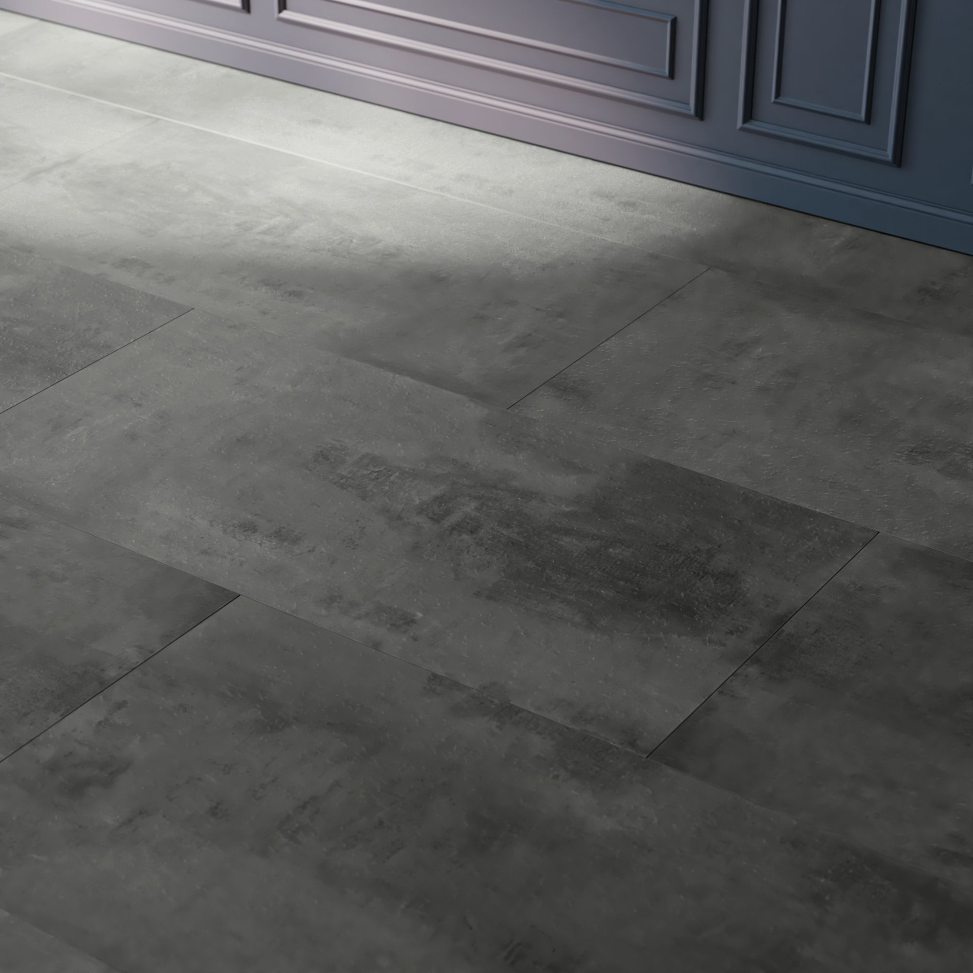 ARTENS - Échantillon de dalle PVC - 28 x 15 cm - Sol PVC à clipser SEREN avec sous-couche intégrée - INTENSO EXTREM - Effet pierre - Gris foncé - - 9