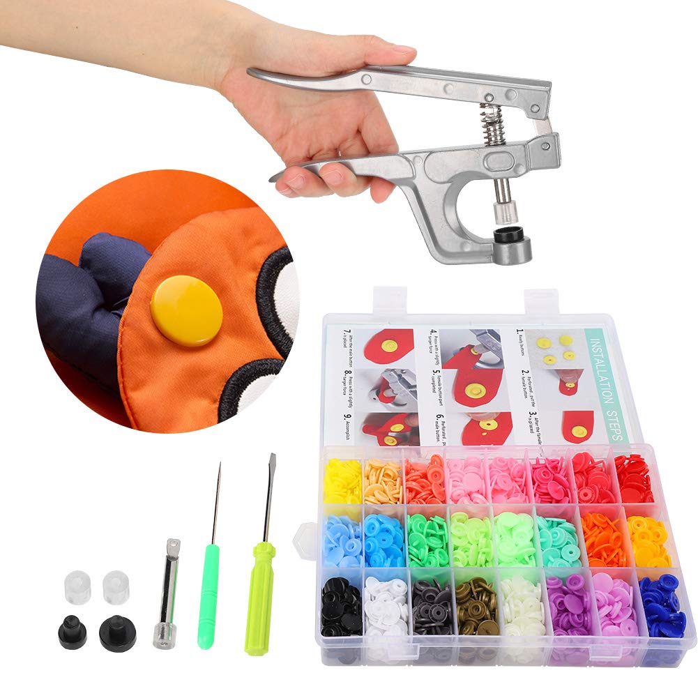 Set di bottoni automatici da 360 pezzi in resina 24 colori + pinza a