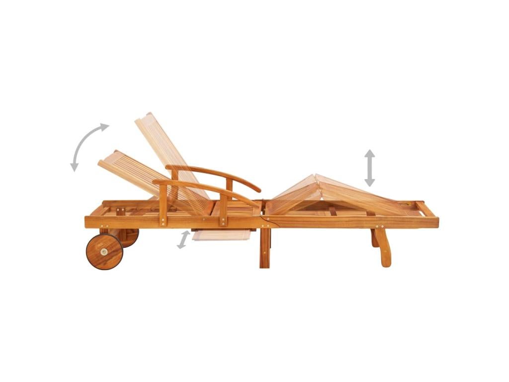 Conjunto de 2 tumbonas hamacas camas de jardín muebles de terraza muebles de exterior con cojines madera 02_0012067 - 5