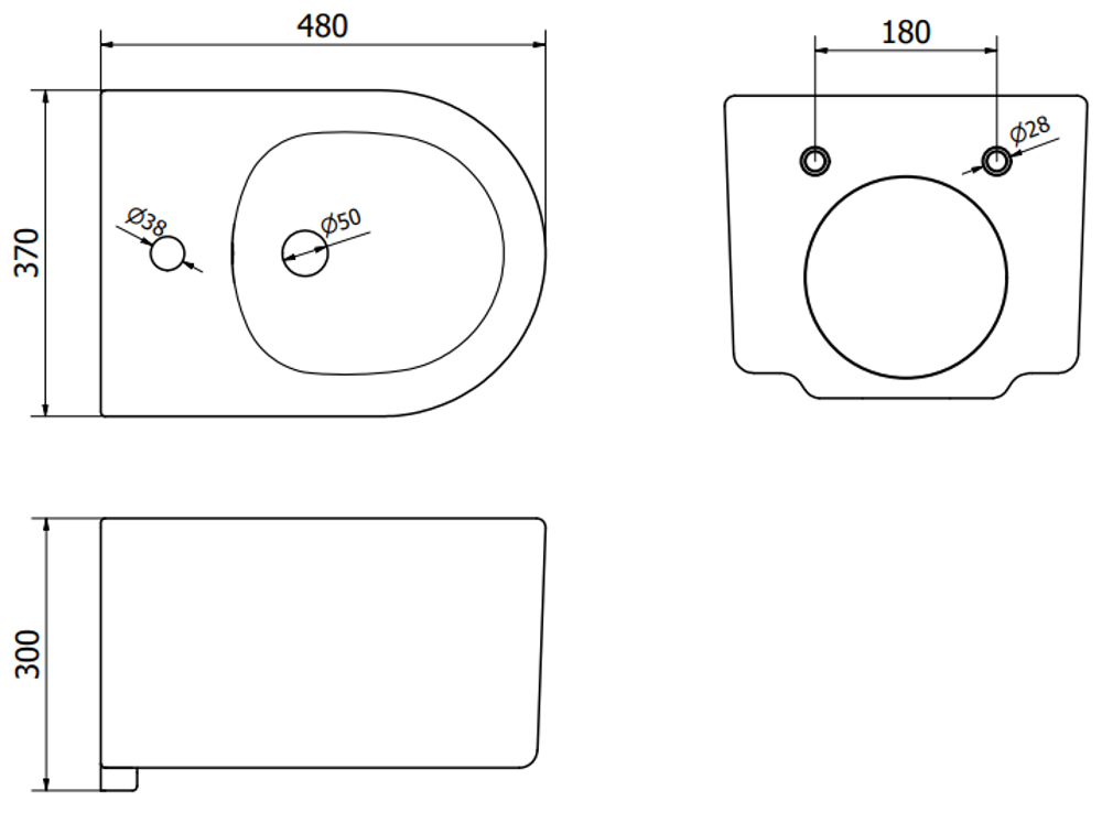 Mexen Sofia bidet wiszący, czarny mat - 35544885 - 3