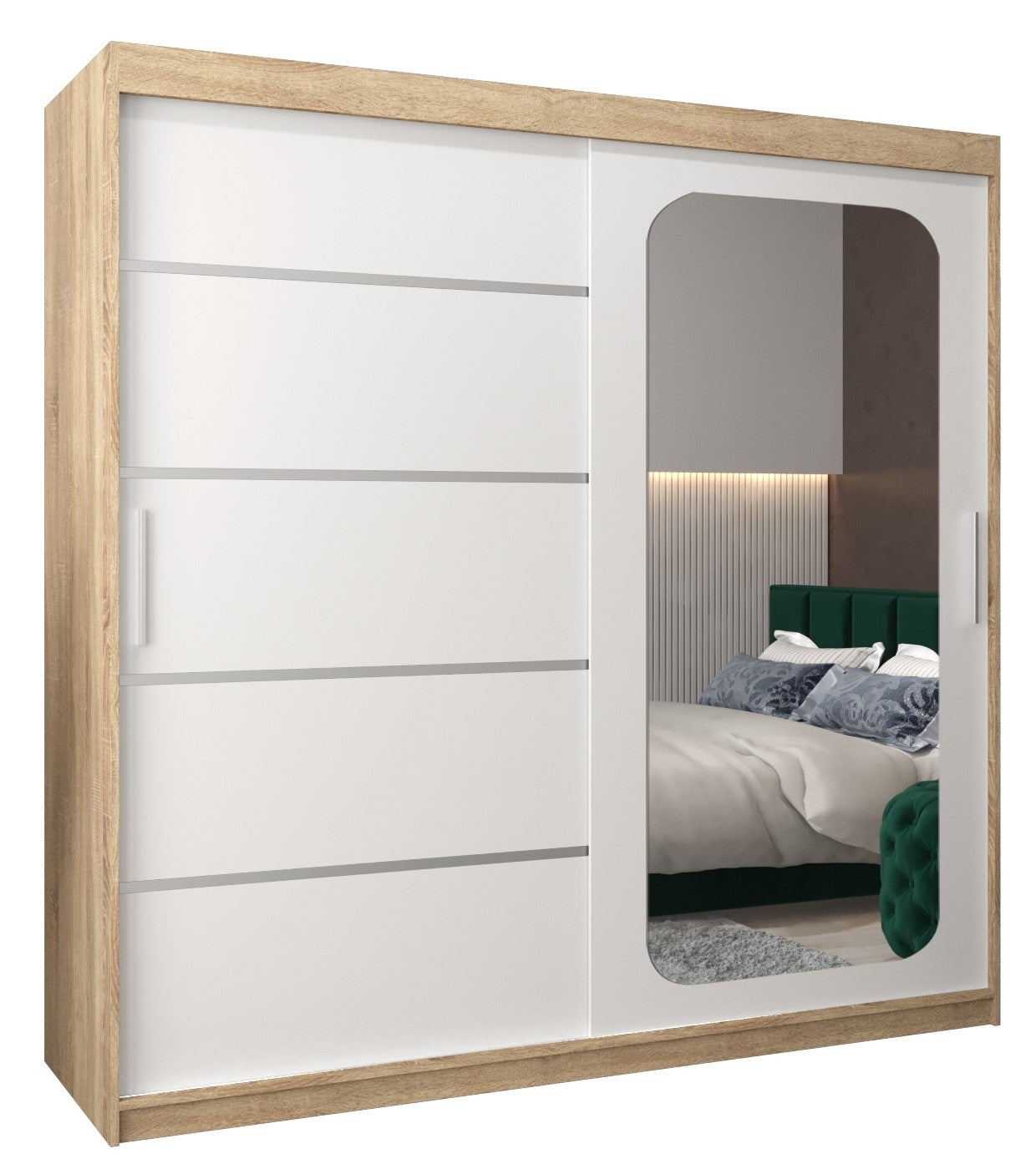 Szafa przesuwna garderoba PROMO V2 200 x 62 x 200 cm Sonoma + Biały - Abiks Meble