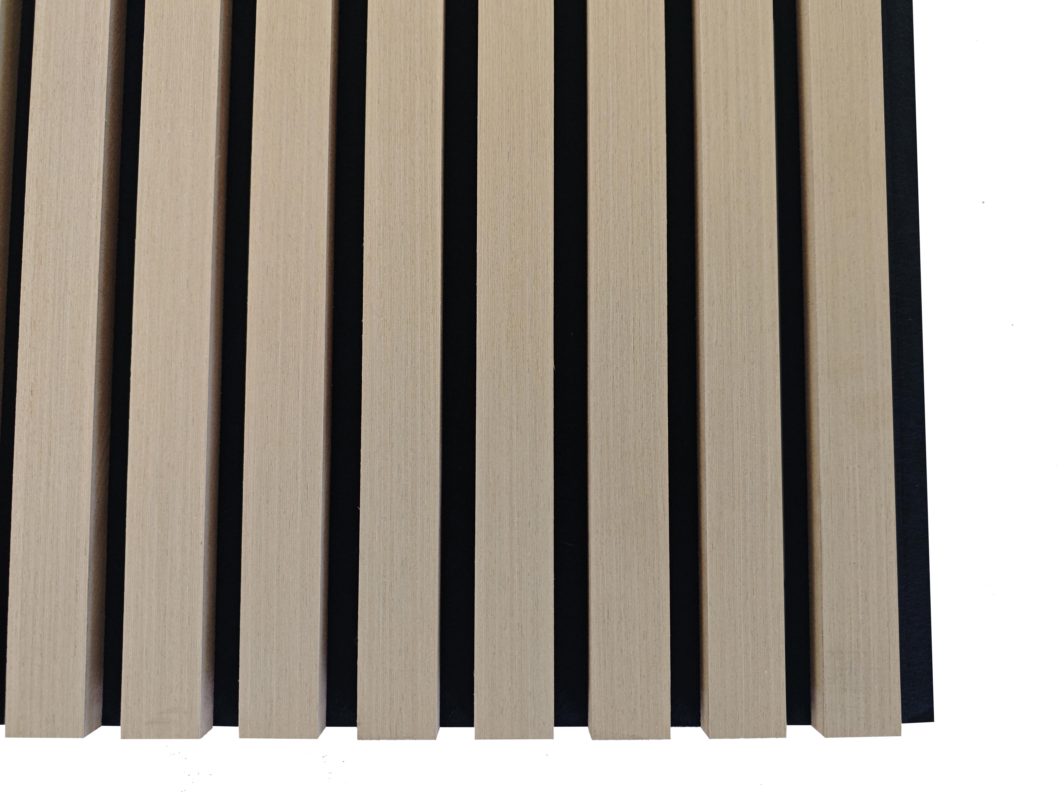 Lot de 3 Panneaux Muraux Décoratifs Acoustiques Bois MDF 260x30cm Chêne blanc AntiBruit, Facile à Poser - 5