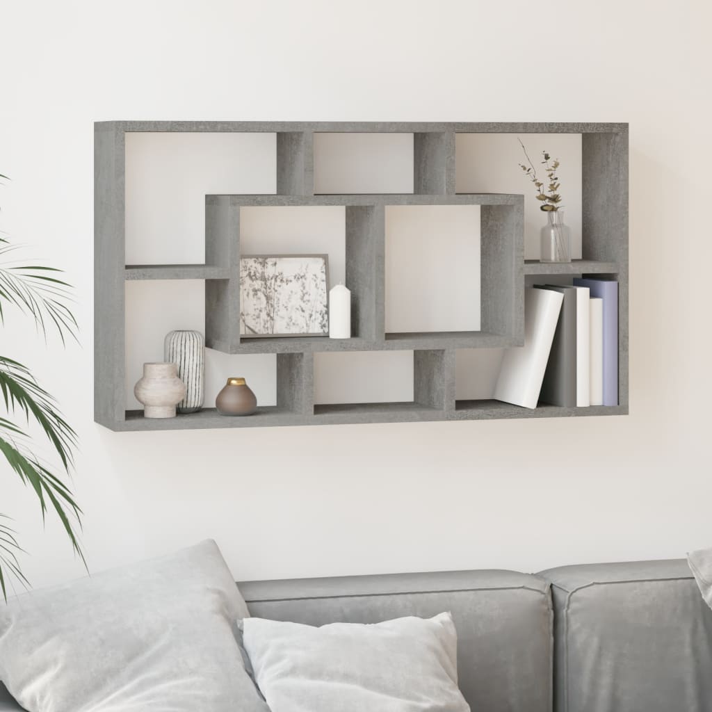 Estantería de pared con 8 compartimentos gris hormigón- comfortxl