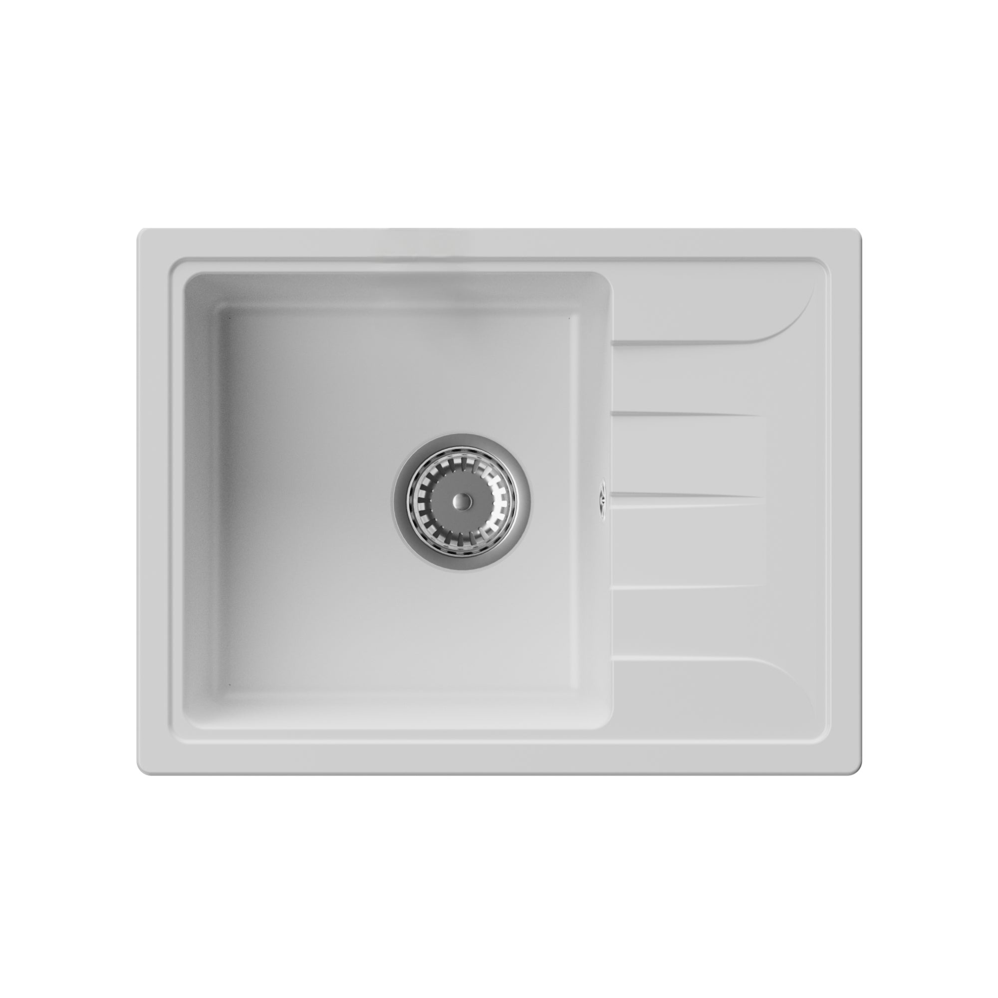 Zlewozmywak granitowy GranMaster 580x440x164 mm, jednokomorowy z ociekaczem, biały 1 szt.