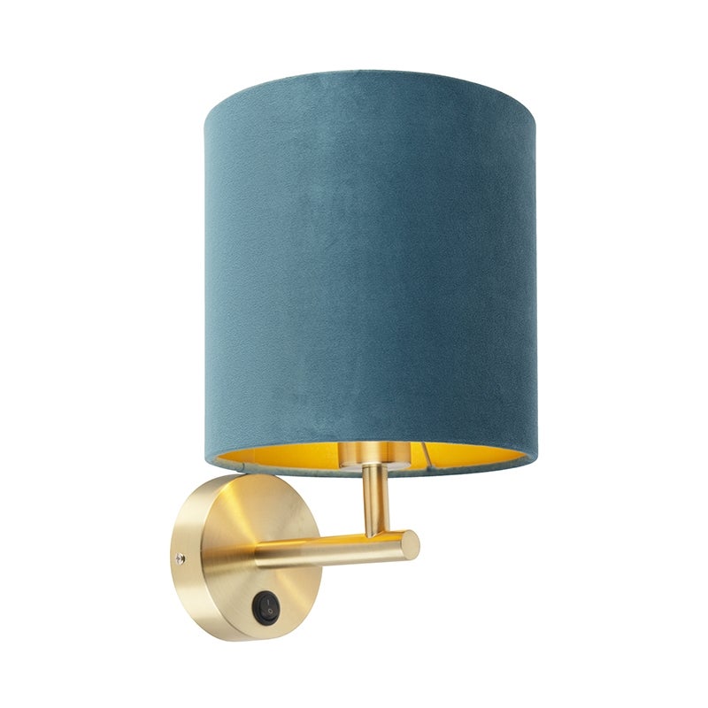 Qazqa nowoczesny lampa ścienna z kloszem - - niebieski, okrągły, max. 60w, kompatybilny z żarówką LED, e27, 23cm, IP20