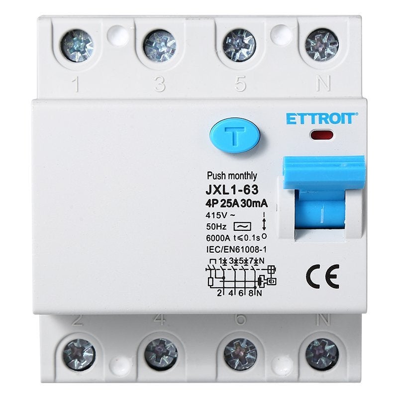 Interruttore Differenziale Tipo A 30mA 2P 25A - RCCB Classe A Per Quadri Elettrici, 220V, 6kA