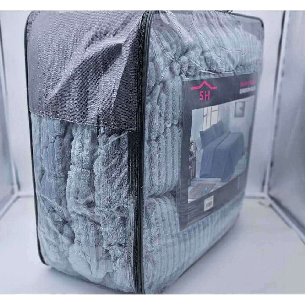 Edredón comforter sh reverso borreguito gris + 2 fundas cojin de 50x70 de 150 cm