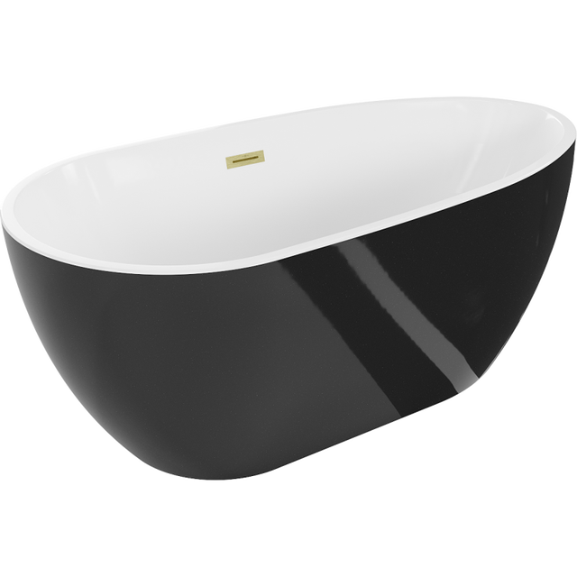 Mexen Eos wanna wolnostojąca 150 x 75 cm, biała/czarna, przelew złoty szczotkowany - 52471507575-55