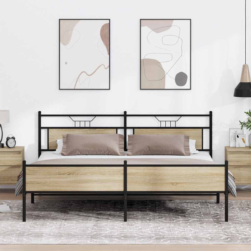 Łóżko Metalowe Rama Łóżka Ze Stelażem Do Pokoju Sypialni 200x200 cm