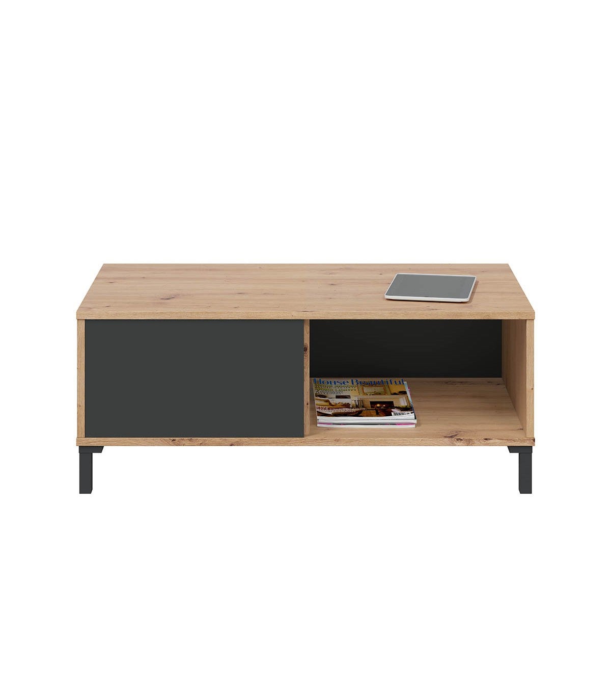 MESA DE CENTRO AUXILIAR 40X100X50 CM CINZA ANTRACITE E CARVALHO NODI - 9