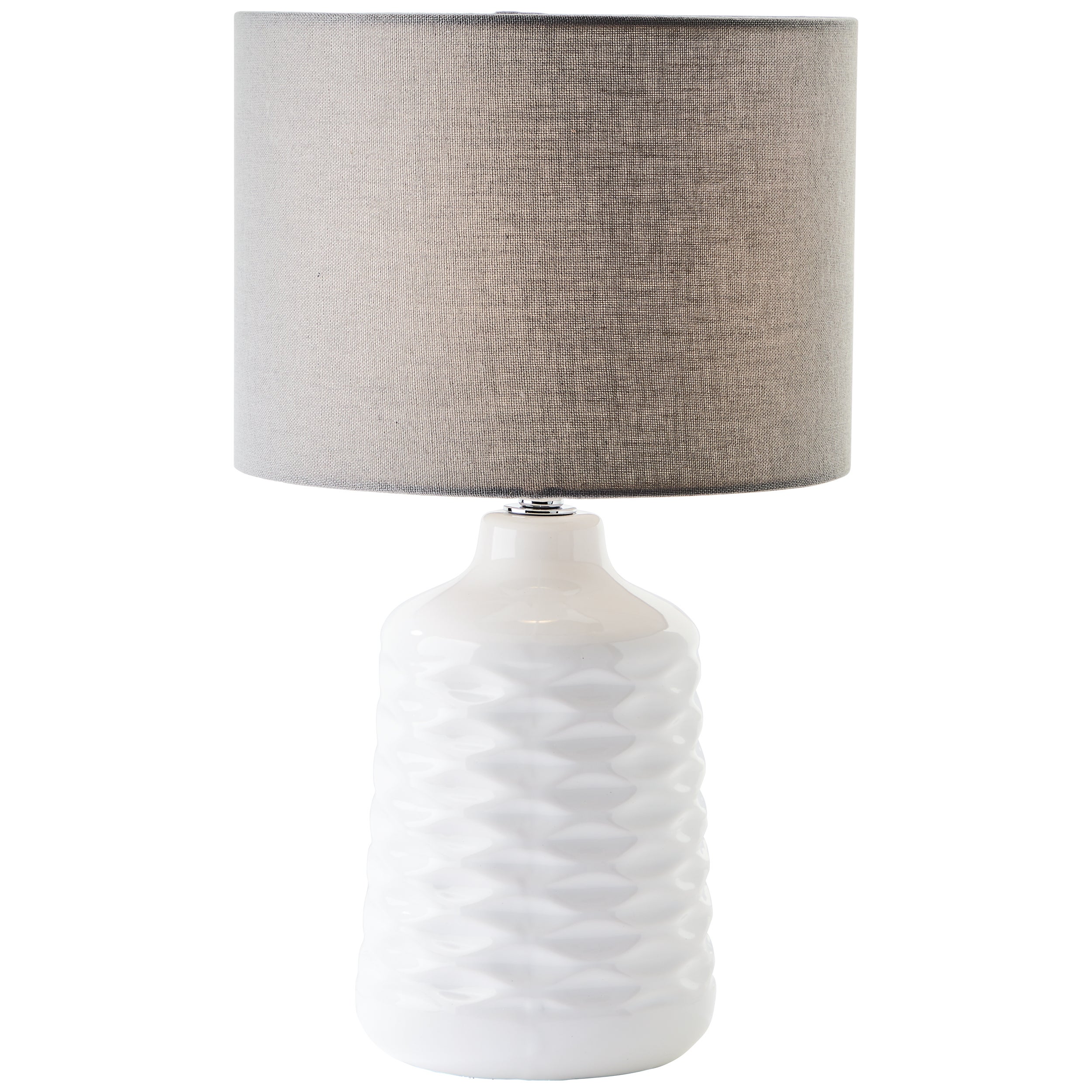 Brilliant Ilysa lampa stołowa 42 cm biały/szary, ceramika/metal/tekstylia, 1x D45, E14, 40 W