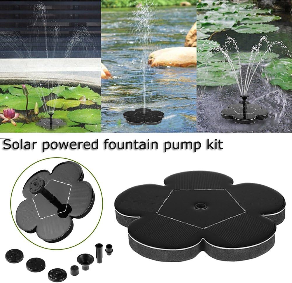 Fontaine solaire avec pompe à eau, panneau solaire de forme variée, bain d'oiseaux, motif caniche de jardin, noir, 1,50 W, 7,50 V - 6