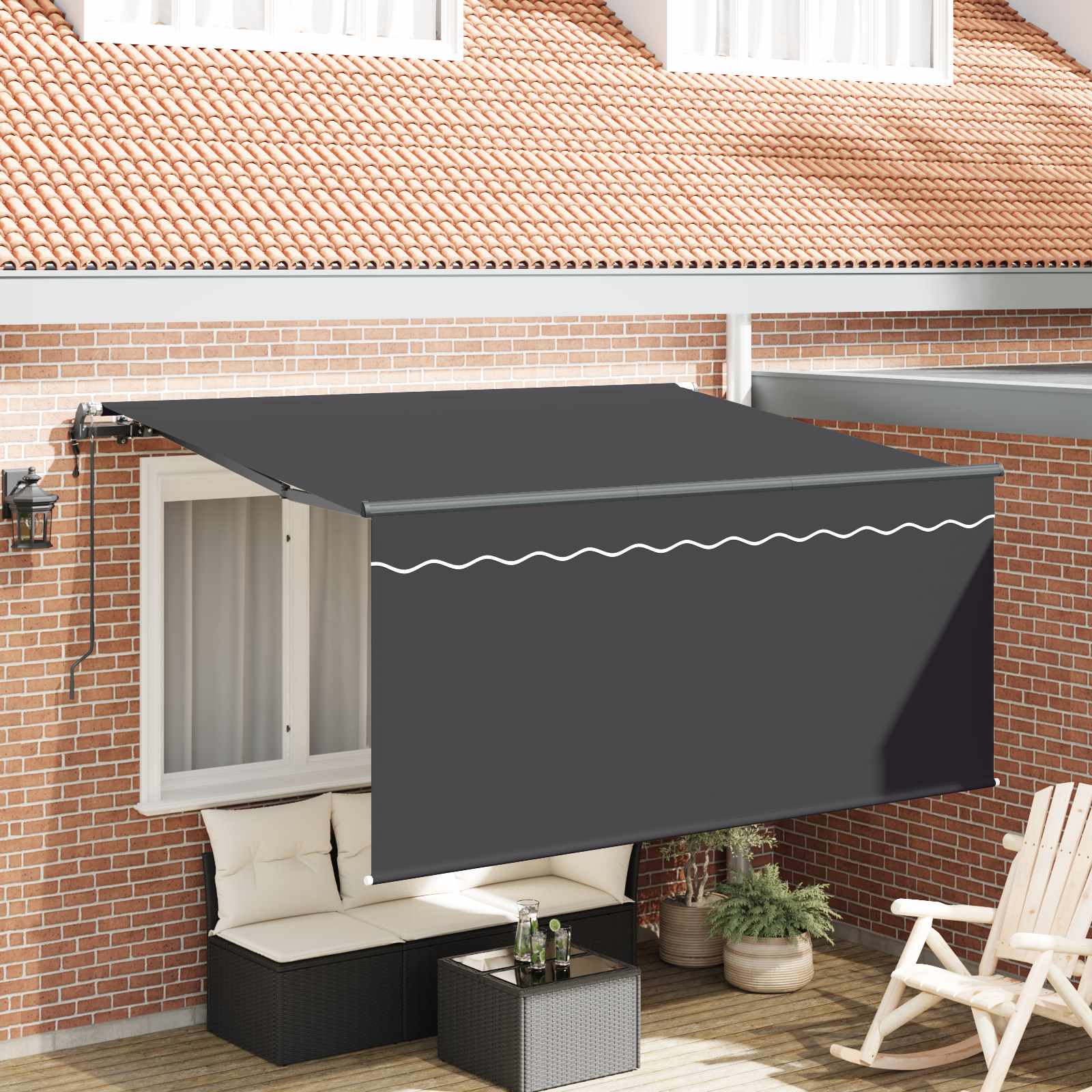 Tenda da sole retrattile a righe color antracite, 300 x 200 cm, in ...