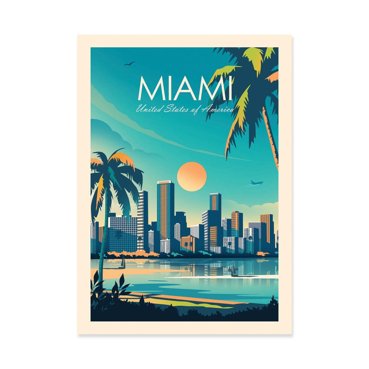 Affiche Vintage Miami, Ocean Drive Travel Affiche Vintage Miami, Ocean Drive Travel