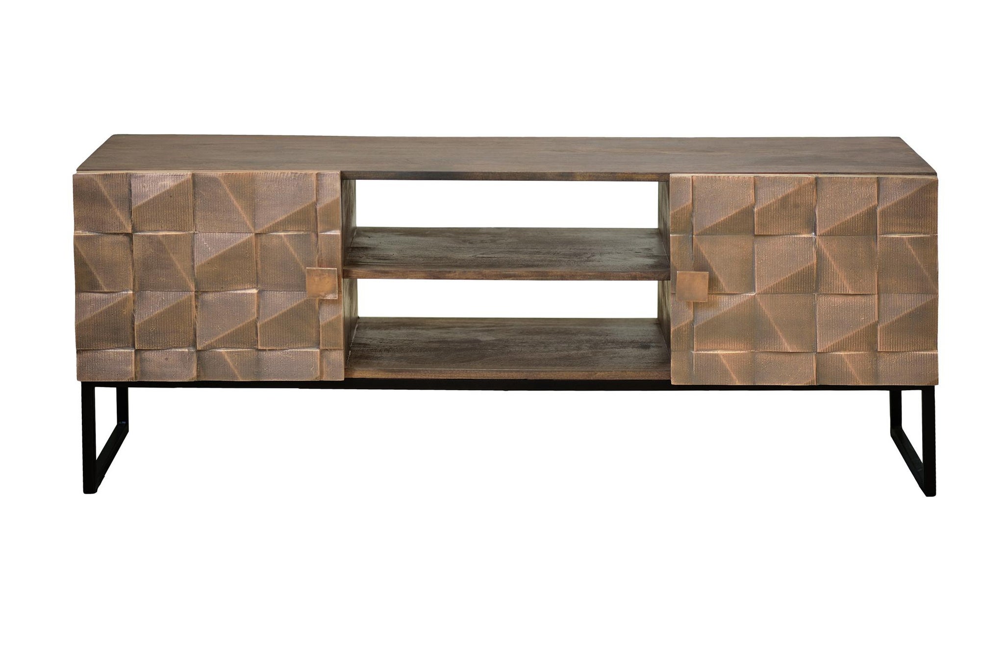Stojak pod telewizor z drewna mango 140 cm, rustykalny, nowoczesny styl - 55x140x40 GYC
