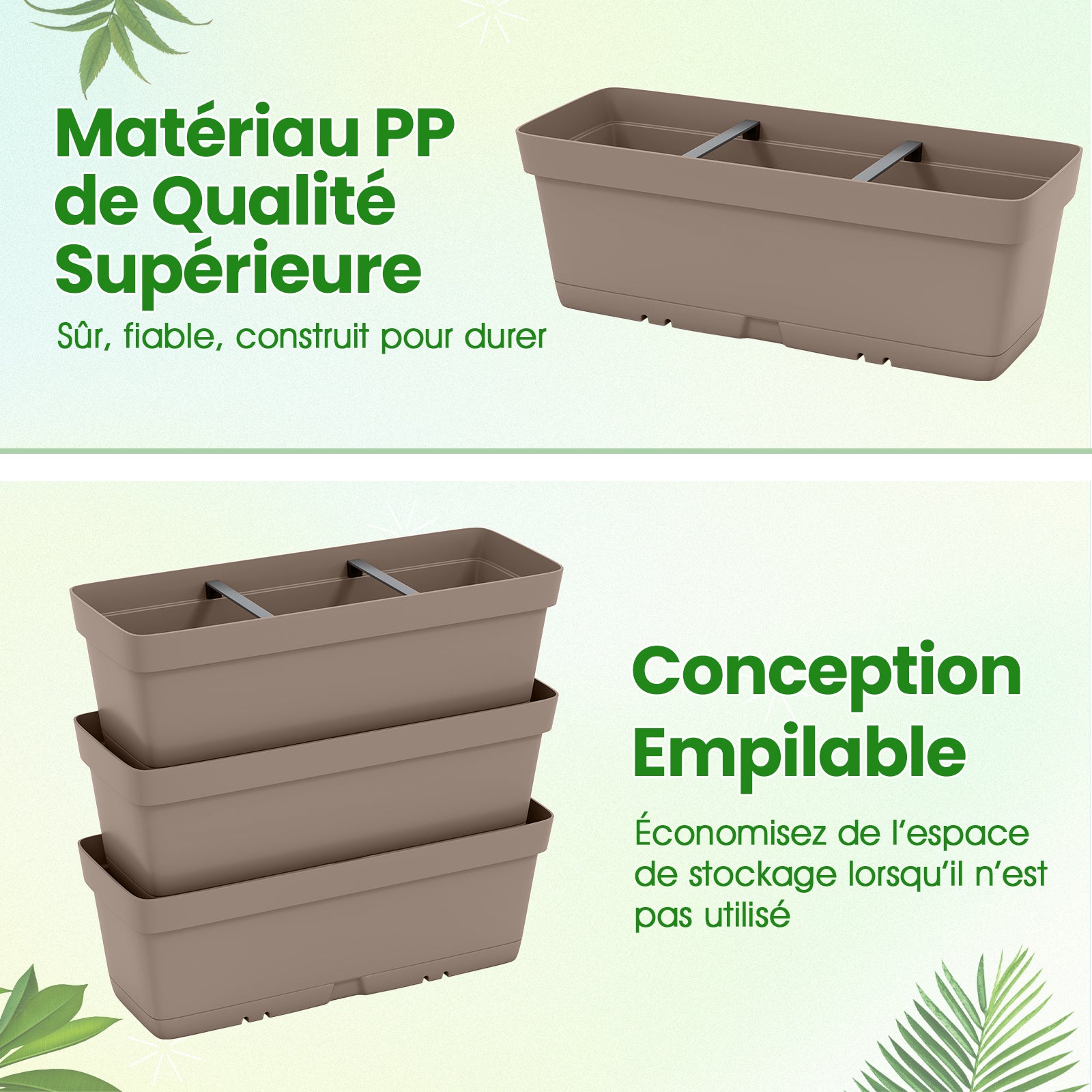 Jardinière Surélevée Vertical avec 6 Bacs de Plantation Trous de Drainage, Lit de Jardin Arrangement DIY pour Fruits Légumes Fleurs Herbes, Gris - 5