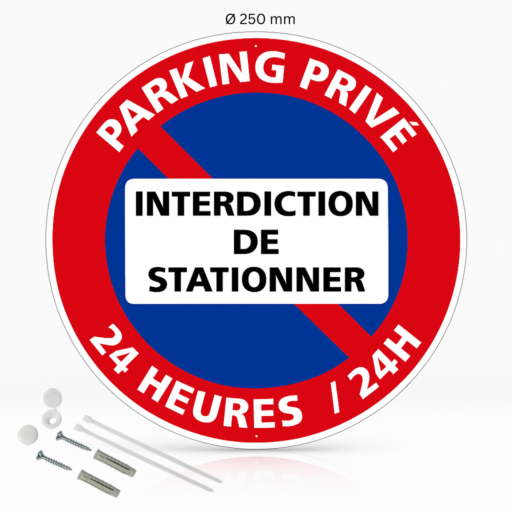 Aua Signaletique - Panneau Interdiction de Stationner Parking Privé - 450 Mm, Pvc 1. 5 mm