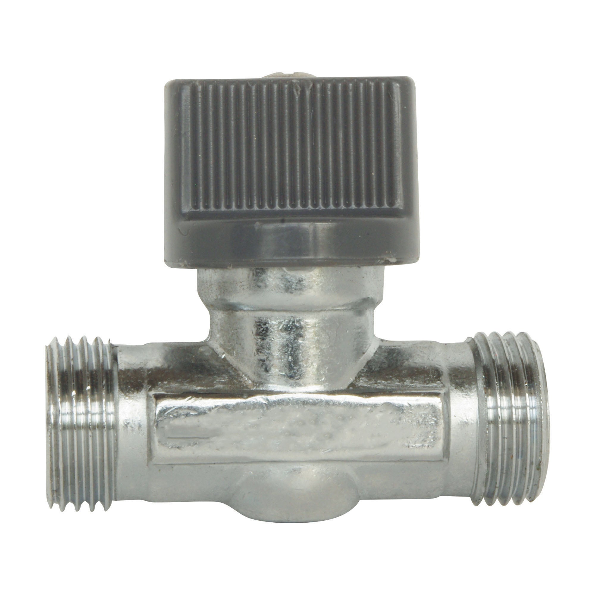 Robinet d'arrêt chromé droit 1/4 tour - double Mâle MM12/17 - En laiton Chromé - 2