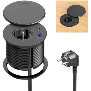 Multiprise Encastrable Rétractable Ohuo Avec Chargeur Sans Fil 15W - Noir