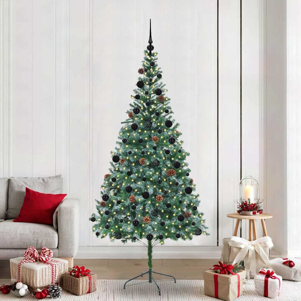Sztuczna choinka z 300 diodami LED Zielony 210 cm PVC i stal