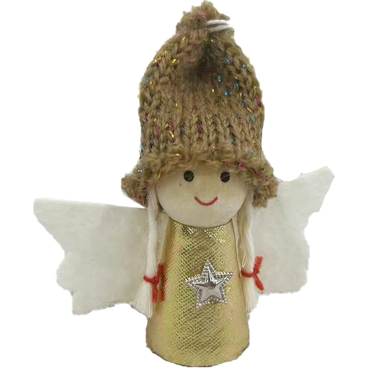 Zawieszka na choinkę Aniołek świąteczny złoty 7 cm