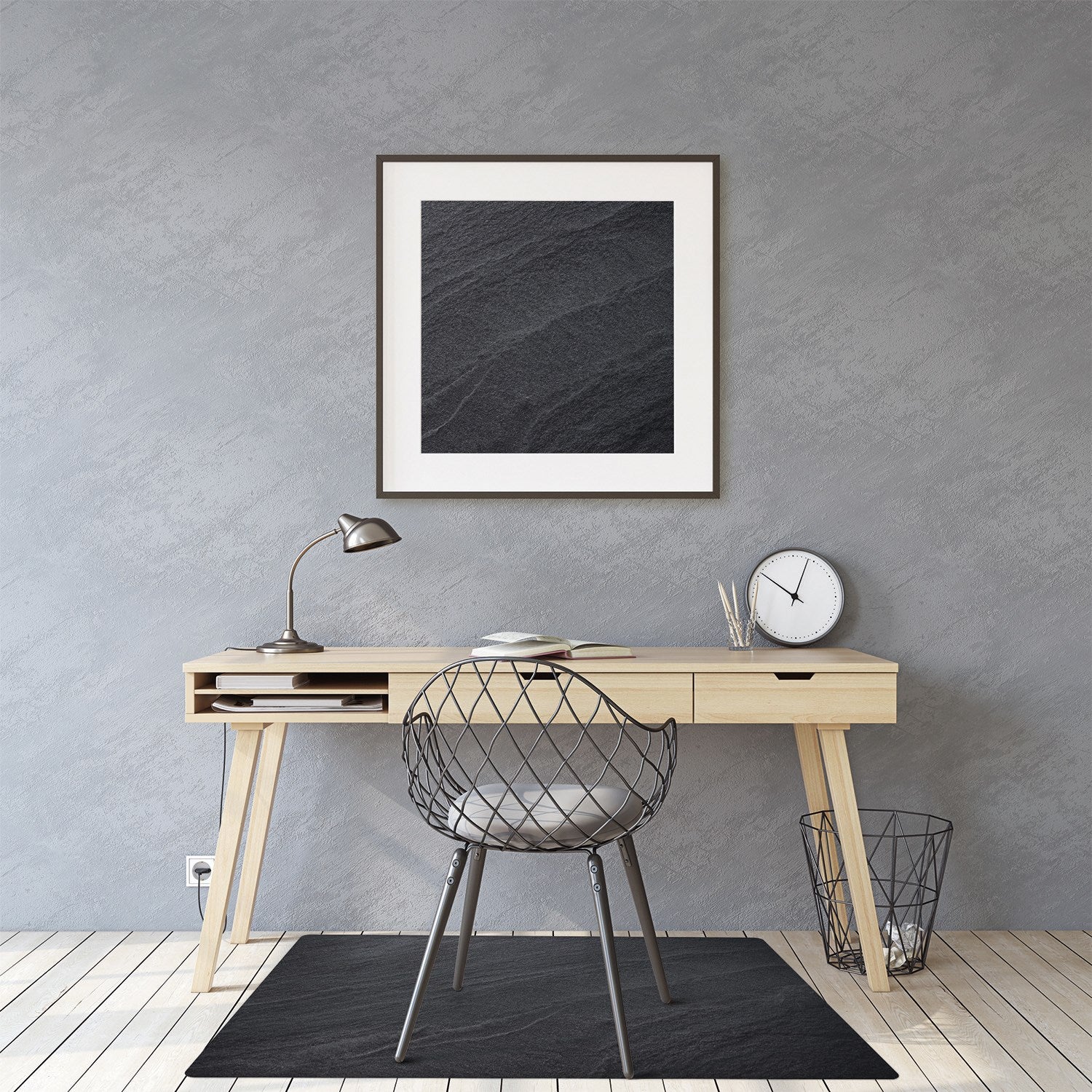 Mata zabezpieczająca podłogę, Pojedynczy kolor betonowa faktura 140x100 cm – Tulup - 3