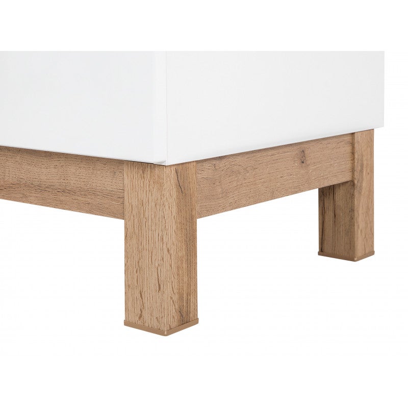 Meuble haut blanc et chêne pour rangement salle de bain Cambay - 8