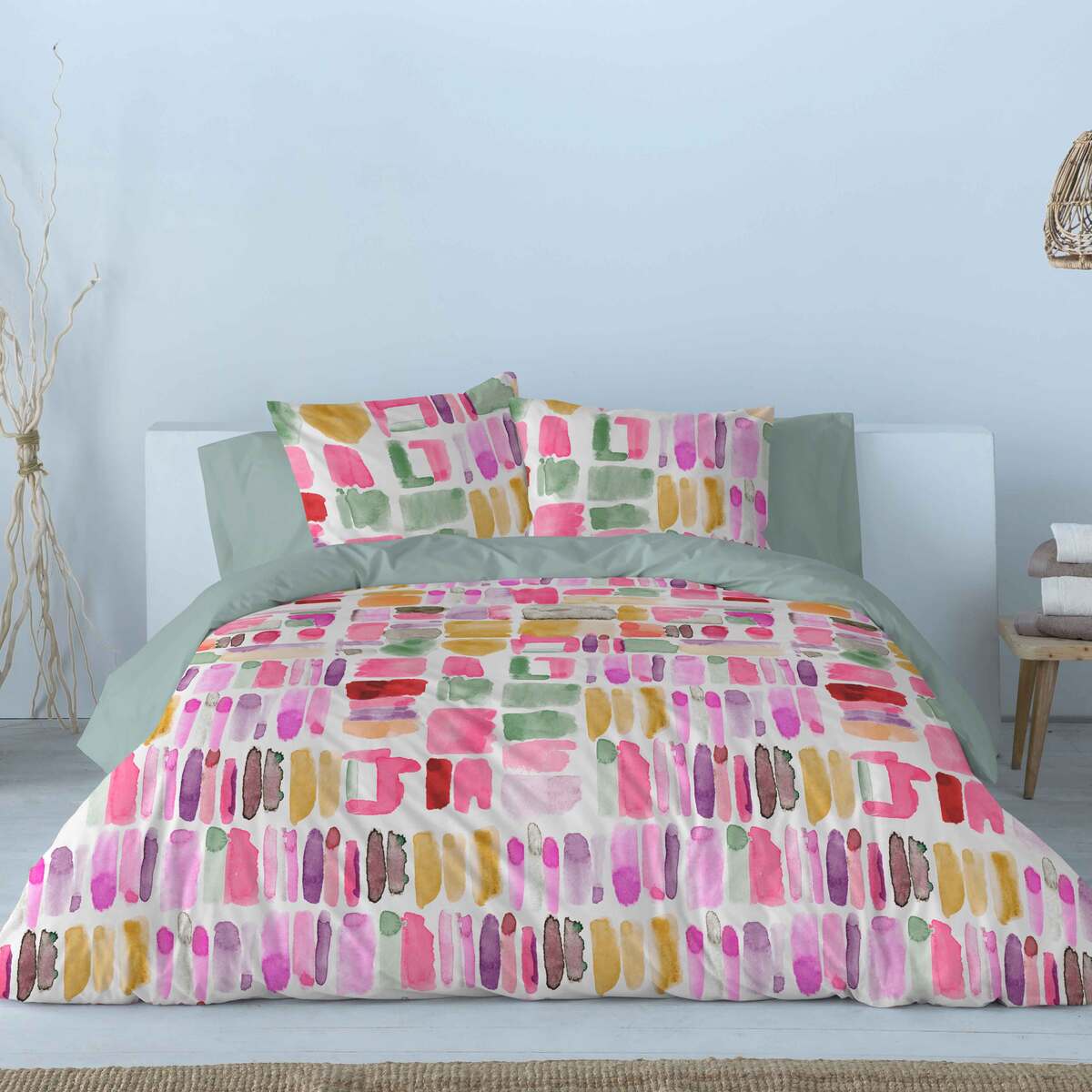 Naf Naf  Funda Nórdica Lille /Verde 140X200cm Rosa/Violeta/Amarillo , Leroy Merlin