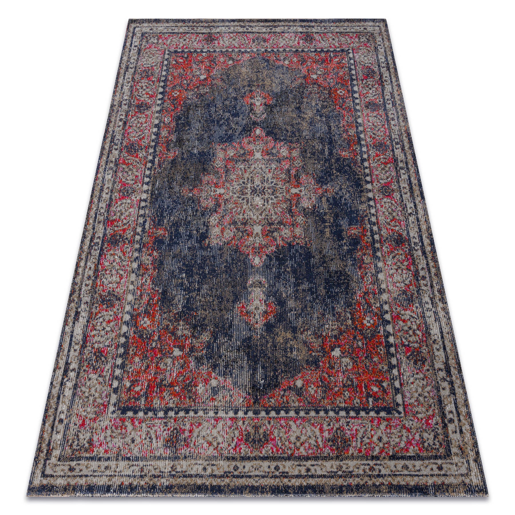 Dywan nowoczesny MUNDO E0551 ornament, ramka vintage outdoor czerwony / czarny 160x220 cm