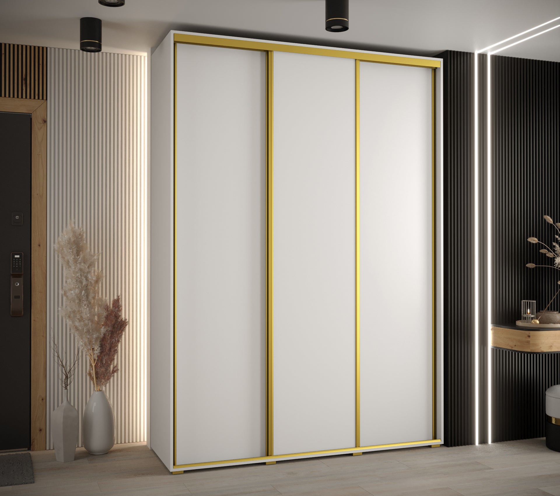Szafa przesuwna wysoka Davos 1 180 x 45 x 235,2 cm biały + biały + u. złoty - Abiks Meble - 2